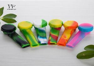 Fumer une pipe à main en silicone coloré avec un bol en métal et un capuchon de silicium DAB GRANG BONGS4208221