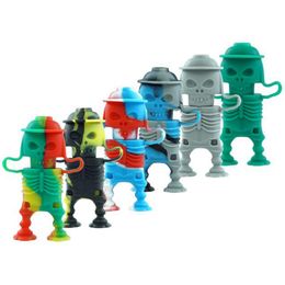 Fumer Coloré Silicone Protéger Tête De Crâne Style Herbe Sèche Filtre À Tabac Attrapeur De Verre Dégustateur Chauve-Souris One Hitter Portable Stand Pipes Porte-Cigarette Tuyaux Conseils