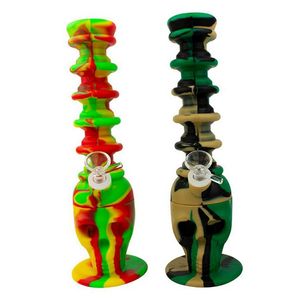 Roken kleurrijke siliconen schedelvorm bongbell bubbler pijp kit verwijderbare draagbare telescopische kruid tabaksfilterkom handpipes hookah waterpijp sigarettenhouder