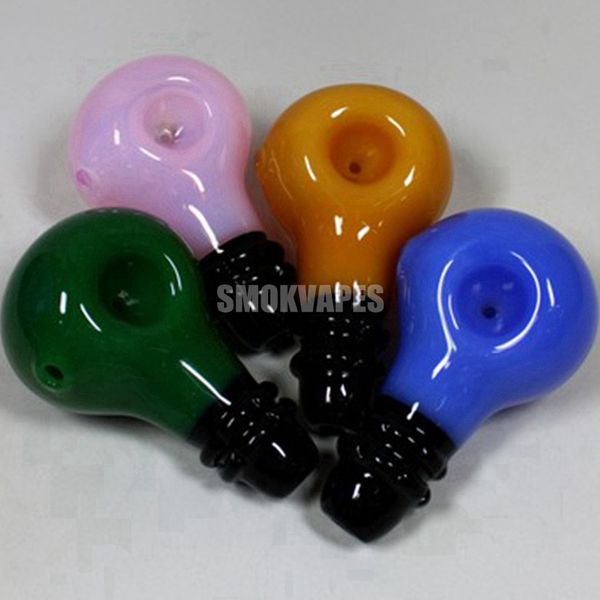 Fumer coloré épais verre verre ampoule style tuyaux portable à la main herbe sèche tabac filtre cuillère bol innovant handpipes poche porte-cigarette DHL