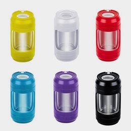 Roken Kleurrijke USB LED Verlichting Vergrootglas Multifunctionele Dry Herb Tobacco Spice Miller Grinder Seal Opslag Jars Container Bottle Stash Case One Hitter DHL