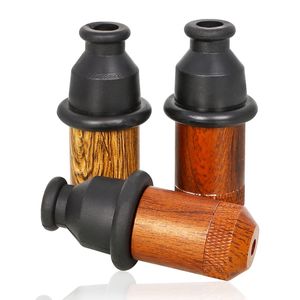 Fumer des tuyaux en aluminium à grain de bois coloré Filtre à tabac à herbes sèches Snuff Snorter Sniffer Snuffer Portable Amovible Mini Pipes à main Porte-cigarette en silicone