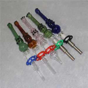 Rokende DAB Glass Nectar met metalen nagels Quartz Tips Oil Rig Concentraat Strawpijpen 14 mm gewricht