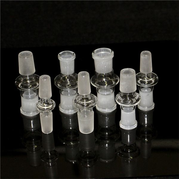 Adaptateurs de bang en verre pour fumer 14mm 18mm Adaptateur de dôme droit Convertisseur de verre Joint mâle 14,5 mm 18,8 mm Capteur de cendres de narguilé pour bongs