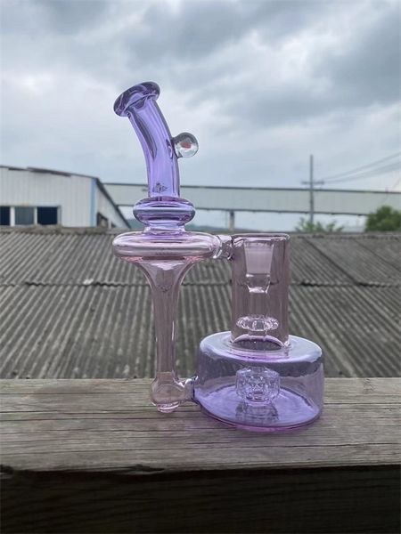 Narguilés en verre à fumer style rbr3.0 recyclé avec joint de 14mm de couleur rose et violet cfl avec une opale