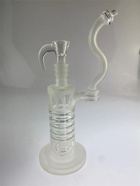 Plate-forme pétrolière de recycleur de narguilés en verre fumant avec joint transparent avec sablage de 14 mm ajouter un bol en corne transparente