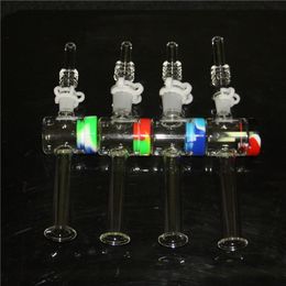 Kits de néctar de vidrio para fumar con puntas de cuarzo de 10 mm y 14 mm Keck Clip Kit de néctar de contenedor de silicona de 5 ml