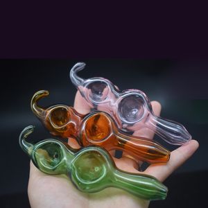 Fumer des tuyaux à la main en gros style de gourde coloré épais tuyau de tabac en verre capiteux avec double bol