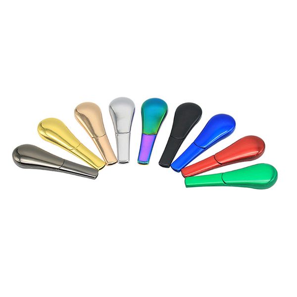 Pipe à cuillère à main en métal pour fumer, en stock, 8 couleurs, prix, tuyaux de brûleur à mazout personnalisés