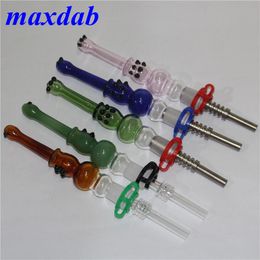 Hookah Mini Nectar Collectar Pipe Kit 10 mm 14 mm Dab Strooprigs Glazen waterpijp Titanium Tip