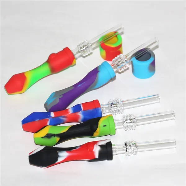 Fumer Mini Nectar de Verre de Silicone avec 10mm TitaniumQuartz Conseils Reclaim Catchers Nector Kit dabber cire outil