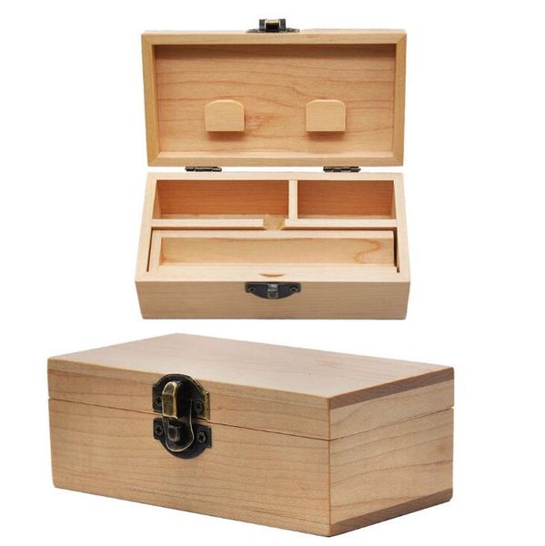 Fumer Naturel En Bois Stash Case Herbe Sèche Tabac Preroll Rolling Roller Porte-Cigarette Grinder Plateau Portable Machine Outil Boîte De Rangement En Bois DHL Gratuit