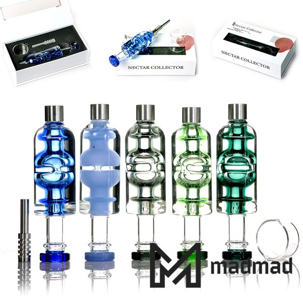 Kit de fumage d'huile NC à l'intérieur d'un coffret cadeau avec un bol en verre transparent, une pointe en acier inoxydable à joint à vis 510, longueur totale 195 mm