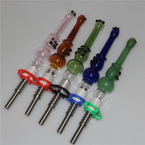 Hookah Nectar Pipe Collectors Kits met 14 mm kwart tip metalen nagelstips Multicolor Oil Rigs Glass Bong Pipe