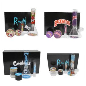 Kit de narguilé en verre de conception RAW personnalisé pour fumer avec 50 mm 4 couches de broyeur de tabac aux herbes accessoires de réservoir de stockage bongs ensemble dab rig conduite d'eau épaisse