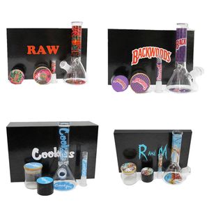 Fumer le kit de narguilage en verre de conception brut personnalis￩ Pipe d'eau ￩paisse avec des herbes de rangement de broyeur de tabac accessoires de fum￩e Bongs