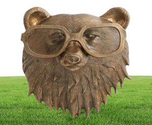 Rookpijp gebronsde beeldjes Aluminium Staute Dier met bril Hangen Wandbevestiging Bear Louie Little Mouse Frankie Stag Home DE2089504