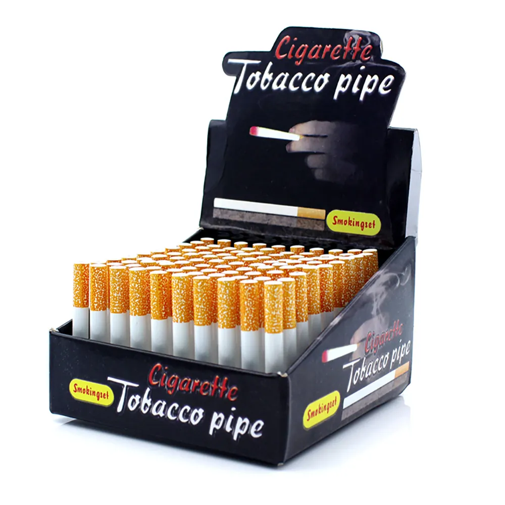 Smoking Pipe Factory direct Cigarette Shape Metal 100pcs/Box 78mm 55m Length One Hitter Pipes Bat Aluminum Metal Pipe