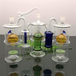 Pipa para fumar Mini cachimba bongs de vidrio Forma de metal colorido Tubo de agua de filtro de núcleo de arena de vidrio exterior clásico