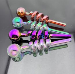 Pfeife Mini-Huka-Glasbongs Bunte Metallform Mehrere farbige Spiralglas gerade Topfpfeifen