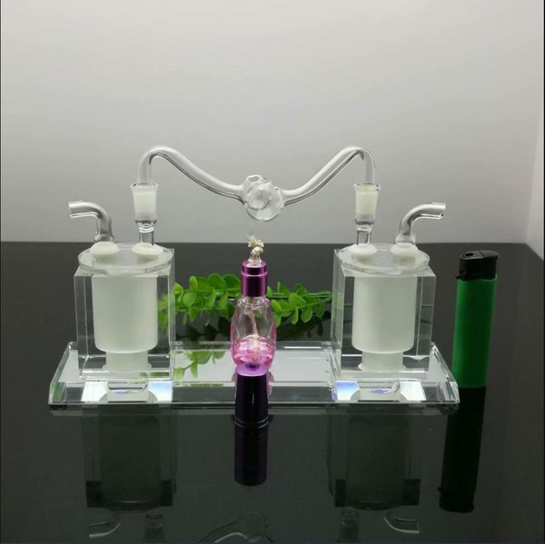 Smoking Pipe Mini Hookah bongs de vidrio Forma de metal colorido Venta caliente hervidores de cristal gemelos y hervidores de agua
