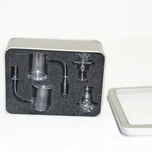 Pipa para fumar Terp Slurper Quartz Banger Set Accesorio para fumar Clavo sin hogar Con cuentas de vidrio Tapa Válvula de mármol Píldora en paquete de caja de metal al por menor