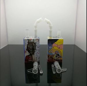 Rookpijp reizen tabak waterpijpkleurige vierkant printglas sigaretten set glazen waterfles