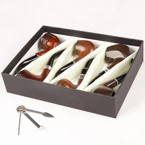 Smoking Pipe Wood Color Metal Acryl Tobacco Pipes Gift Box Vintage Style 000