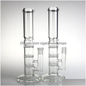 Rookpijpen 10,5 inch Bong Water met 3 honeycom heldere dikke dikke pyrex beaker recyler heady glazen dab rigs bongs 18 mm voor drop leveren dhesu