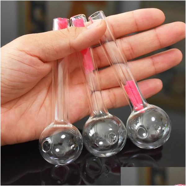 Pipes à fumer 10,5 cm de longueur 3 cm de diamètre boule de verre transparent tuyau d'huile brûlant des ongles jumbo pyrex concentré épais transparent grand Dhmww