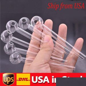 Pipes à fumer 100pcs Top Qualité Pipe à main en verre Fabrication artisanale 4.0 pouces d'épaisseur Brûleur à huile de tabac en pyrex pour outil de fumeur Drop Del Otnpj