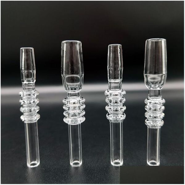 Pipas para fumar 10 mm 14 mm 18 mm Accesorios de punta de cuarzo para el kit de colector de néctar Dab St Tube Puntas de goteo Vidrio Agua Bongs Partner Vs Cera Dh9Ea