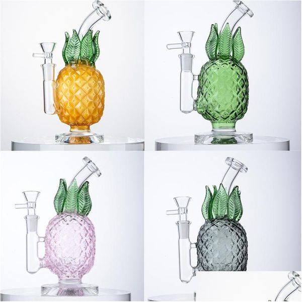 Pipes à fumer 14mm femelle joint ananas narguilés recycleur barboteur eau bongs accessoires en verre épais Dab plates-formes pétrolières Heady Colorf Wit Dh3Kv