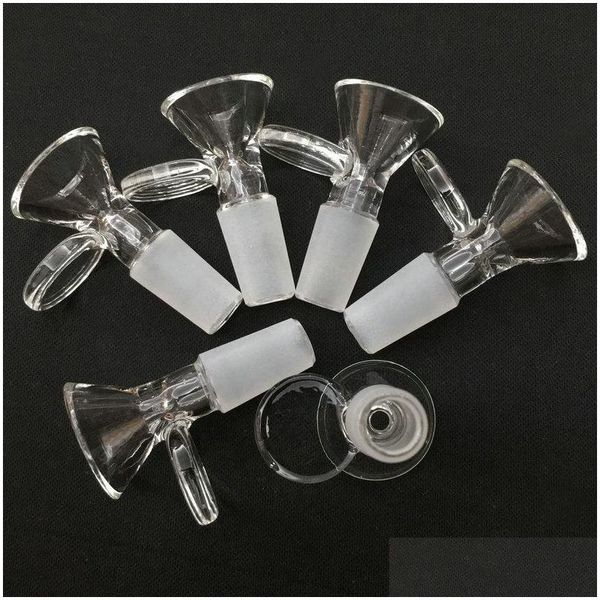 Pipas para fumar Tazones de vidrio masculinos de 14 mm con pastel redondo Pyrex Clear Tazón de tabaco grueso Dab Rig Percolater Bong Adaptador hembra Transparen Dhdho