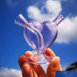 Pipas para fumar 3 Mano de vidrio rosa Beautif Corazón Agua Bong Accesorios para tabaco Dab Rig Arte Quemador de aceite Cuchara Regalo Entrega a domicilio Ga Dhui1