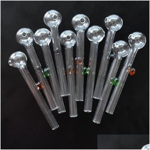 Pipes à fumer Tuyau de brûleur à mazout en verre Pyrex de 4,7 pouces de longueur Tubes transparents artisanaux pour fumeurs 12 cm de long et d'épaisseur Livraison directe Otyow