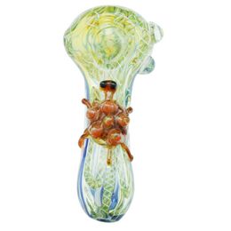 Rookpijpen 4 "Fluorescerende glycerine -glazen pijp koperig glas geblazen voor droge tabak Luminous Hand Lepel Pipe Groothandel China