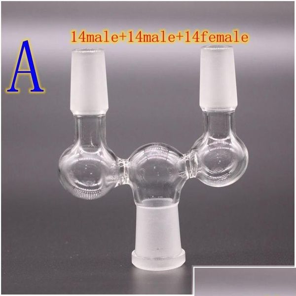 Fumar Pipas 4 Estilo Adaptador Cachimbas 14Mm 18Mm Macho A Doble Hembra Desplegable Desplegable Doble Vidrio Bong Entrega Inicio Dhnnw