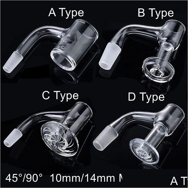 Pipes pour Fumer 4 Types Accessoires Sans Soudure Fly Weld Blender Spin Quartz Banger Nail Terp Slurper Bord Biseauté 10Mm 14Mm Joint Mâle 4 Dh8X7