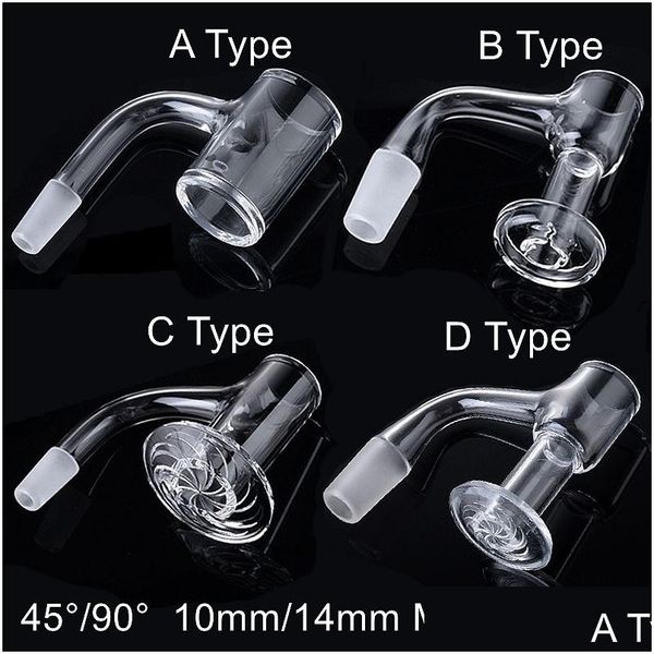 Pipes Pour Fumer 4 Types Accessoires Sans Soudure Mélangeur De Soudure À La Mouche Spin Quartz Banger Nail Terp Slurper Bord Biseauté 10Mm 14Mm Joint Mâle 4 Dhfze