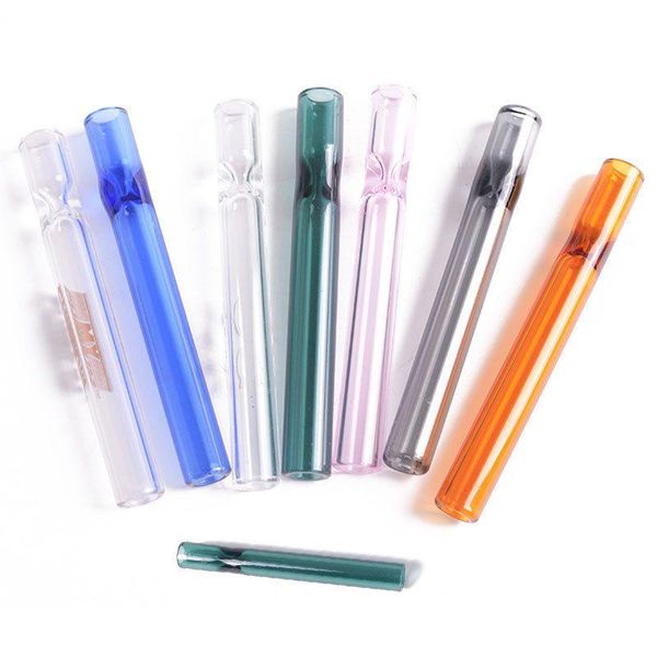 Pipas para fumar 4 pulgadas Colrof Grueso Pyrex One Hitter Bat Glass Hookah Holder Steamroller Filtros de tubería de mano para tabaco Aceite de hierba seca Bur Dhvw3