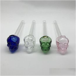 Pipes à fumer 5,3 pouces Skl Colorf épais Pyrex brûleur à mazout tuyau en verre artisanat ongles brûlant transparent moutiece accès à la fumée de cigarette DH4JD