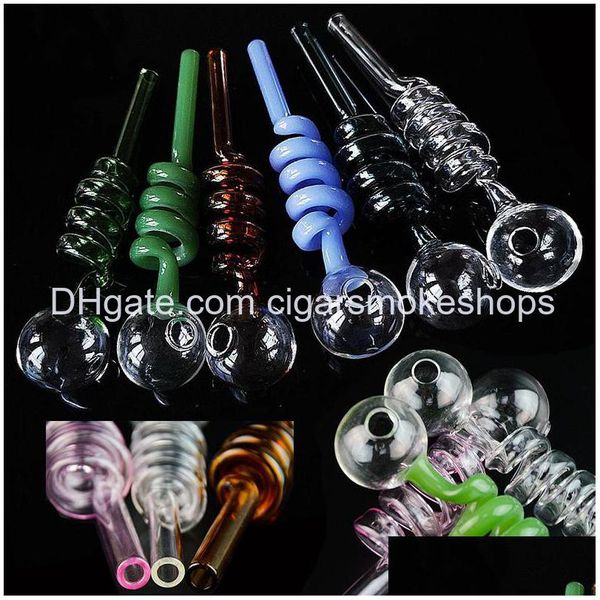 Pipas para fumar 6 pulgadas Pyrex Glass Oil Burner Mini Cuchara pequeña Tubería Borosilicato Spring Bubblers Handpipes Ball Nce Accesorios Drop Deli Dhing