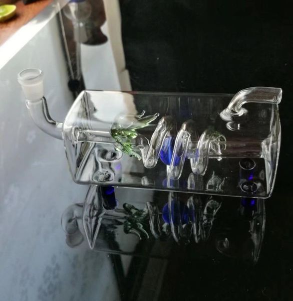 Pipes Aeecssories Narguilés en verre Bongs Pot de dragon enroulé à tube carré
