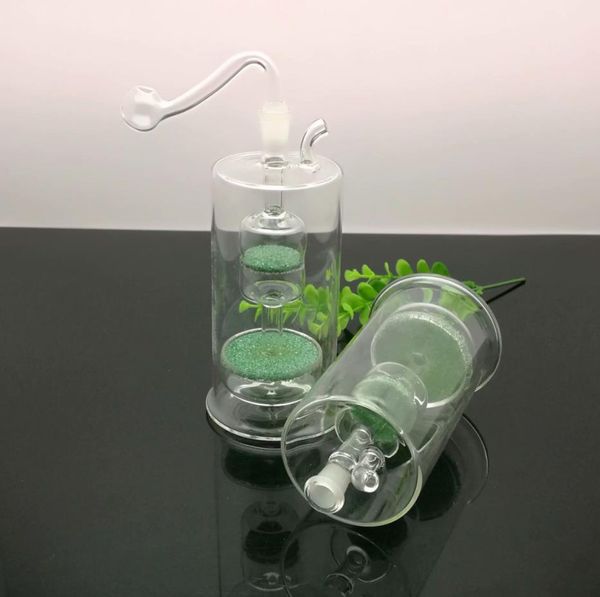 Pfeifen Aeecssories Glas-Wasserpfeifen Bongs Klassische Doppelschicht-Sandkern-gefilterte Glaswasser-Rauchflasche