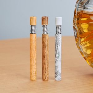 Pipes à fumer en aluminium 3 couleurs tuyau en métal à grain de bois pressé cigarette à ressort droite fumeur de pipe à tabac