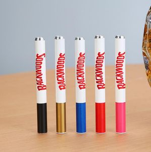 Pipes fumeurs alliage en aluminium 5 couleurs Impression de tuyau de tuyau en métal Tie à cigarette à tabac à tuyau droit
