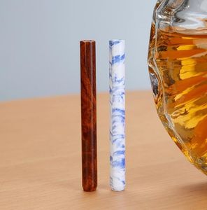 Pipas de fumar Pipa de metal envuelta en grano de madera de aluminio Tabaco de pipa recta de estilo chino