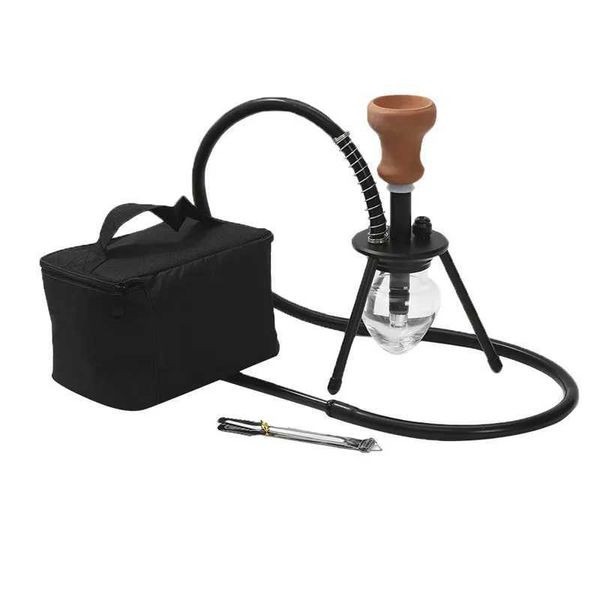 Pipes fumeurs Arabian Hookah Set Tripod Single Pipe Small Smoke Pipe en céramique Bowl Silicone ACCESSOIRES SHISHA CADEAU ANNIVERSAIRE T240423