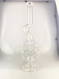 Tuberías de fumar cuello doblado bong suizo doble drenaje 1 perc 18 pulgada de altura 18 mm junta